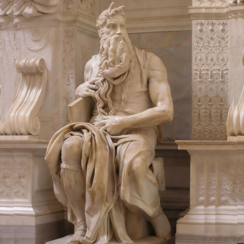 Klassisk marmor menneskeskulptur siddende statue