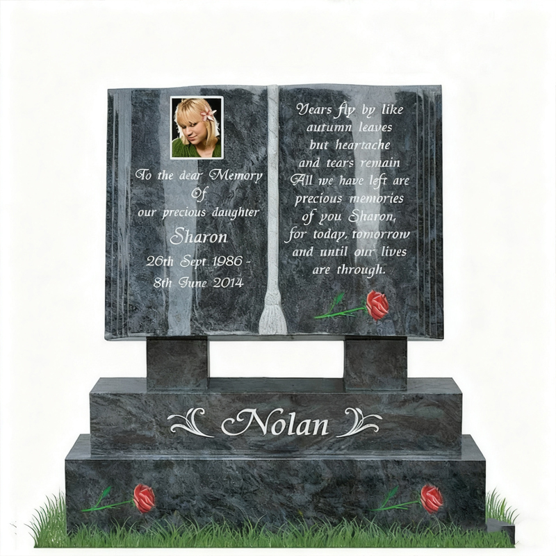 Bogformet mindegravsten i granit