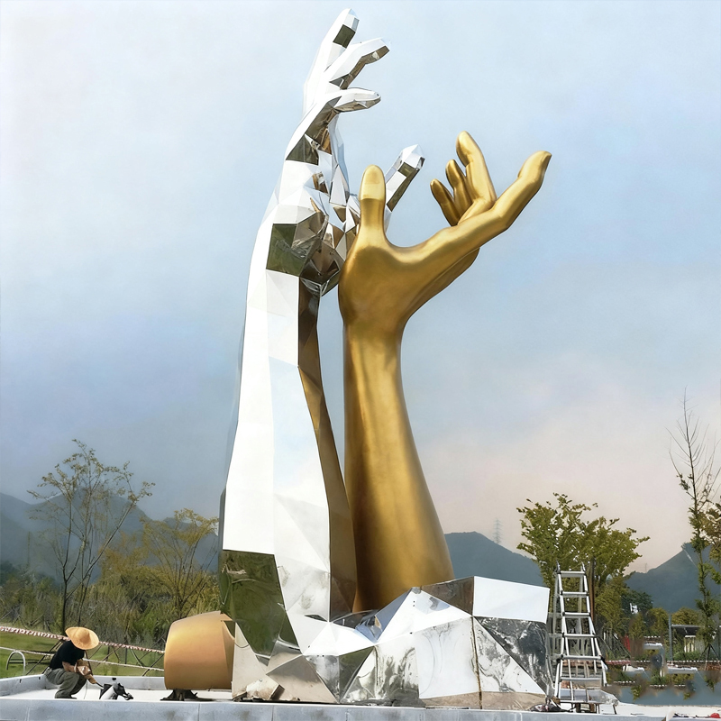 Udendørs abstrakt kunstskulptur i rustfrit stål