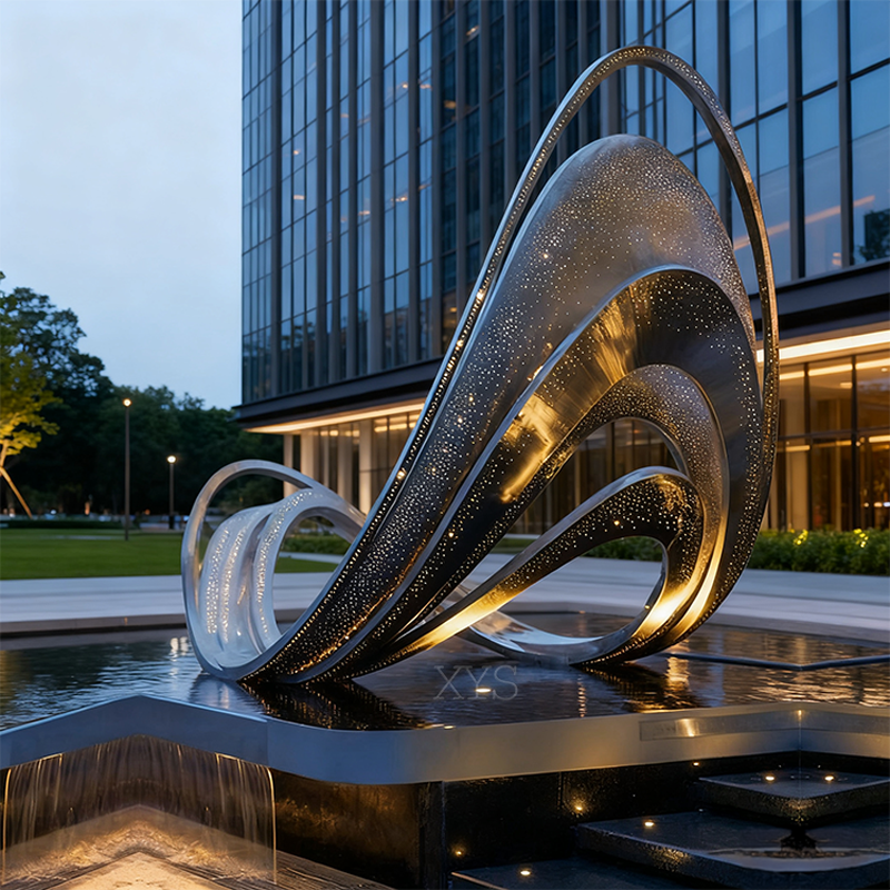 Starlit Wave Illuminated Openwork Vand Feature Skulptur