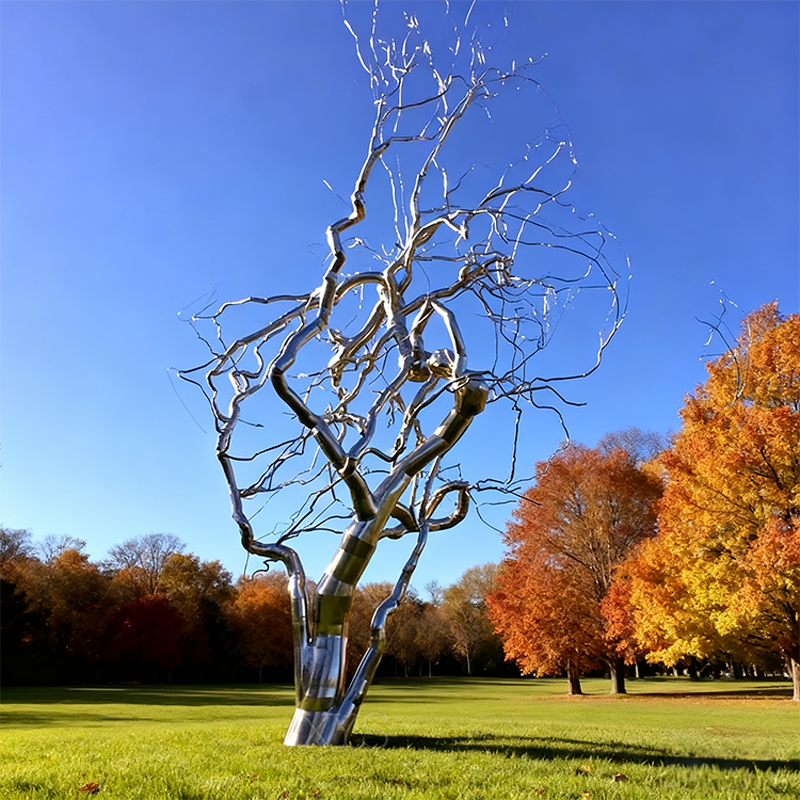 Sølvgrene Spejl Bare Tree Skulptur